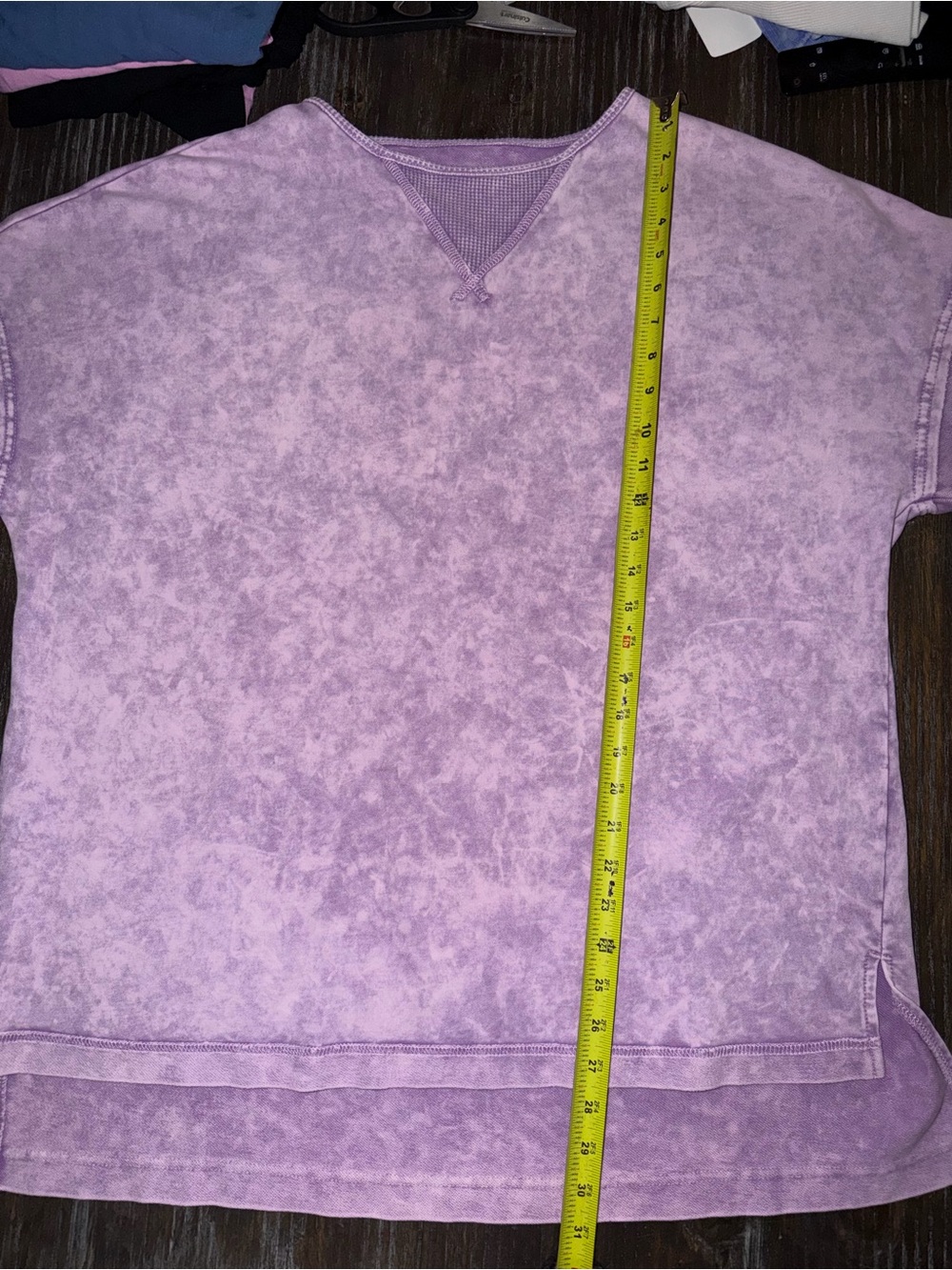 Women's Lavender Mineral-Wash Short Sleeve Top 1X - Picture 4 of 5